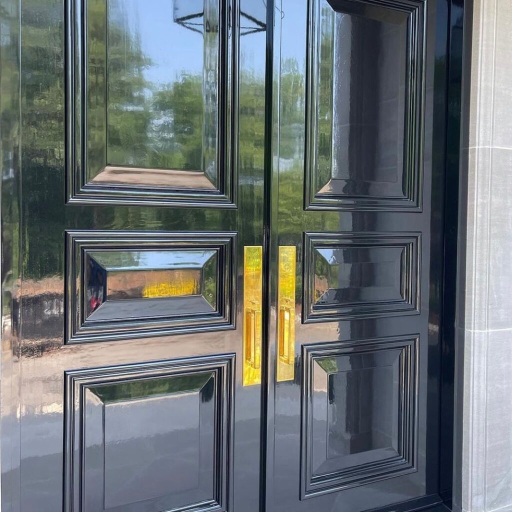 high shine door photo of high shine painted black front door