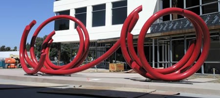 "Wiggle Room", featuring Fine Paints of Europe's "Cardinal Red" paint. high gloss paint on building