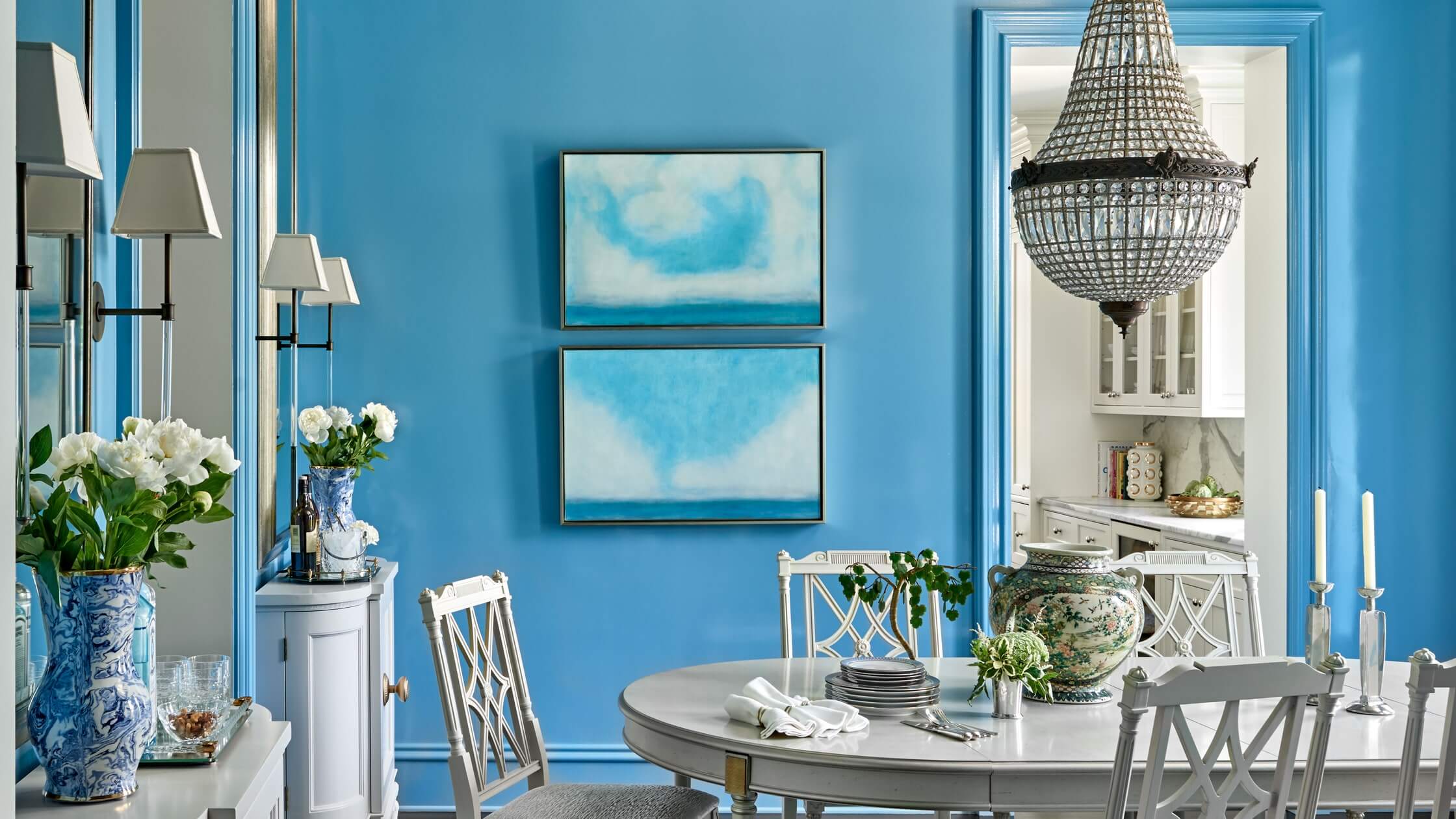 blue painted room